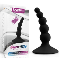 LOVETOY LURE ME BLACK SILICONE BUTT PLUG - BEADED LOVETOY LURE ME BLACK SILICONE BUTT PLUG - BEADED